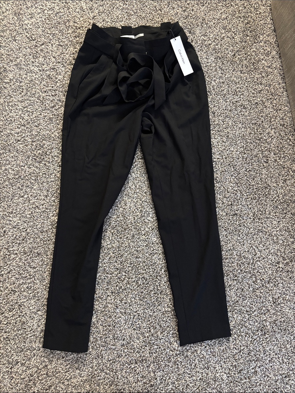 Calvin Klein Black High-Waist Paperbag Trousers